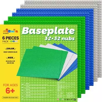 WYSWYG Block Base Base Building Block Plates Compatible with Building Block 3 Set of 6 Plates, - Toys, Colors,