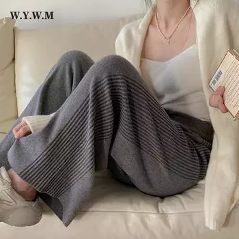 WYWM повседневные однотонные брюки с высокой талией, женские осенне-зимние свободные модные спортивные штаны, женские элегантные мягкие универсальные прямые брюки