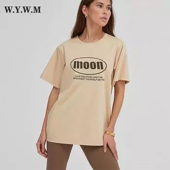 WYWM свободные футболки с буквенным принтом, женские футболки с трехмерным принтом и короткими рукавами, женские летние повседневные хлопковые топы 2023