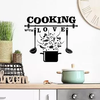 WZ9010 Английский слоган Готовим с любовью Кухня Столовая Фон Ландшафтный дизайн Декоративные настенные наклейки 42*49cm/WZ9010