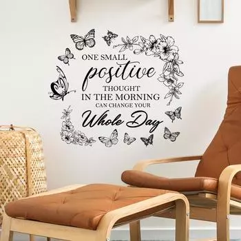 WZ9023 Английский Слоган Бабочка Венок Спальня Гостиная Кабинет Домашнее Украшение Украшения Наклейка На Стену 40*59cm/WZ9023