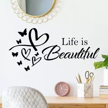 WZ9026 Жизнь прекрасна английский слоган спальня гостиная украшение украшение настенная наклейка 30*59cm/WZ9026
