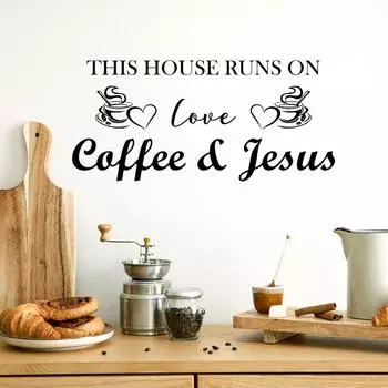 WZ9027 English Slogan Coffee Cup Coffee Shop Beautifying Decorative Wall Stickers Self-adhesive 30*59cm/WZ9027