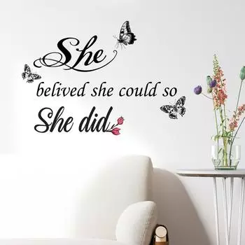 WZ9042 Английский Слоган Бабочка Спальня Гостиная Домашнее Украшение Стены Наклейка На Стену 30*59cm/WZ9042