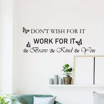 WZ9051 Английский Слоган Бабочка Спальня Гостиная Кабинет Украшение Декоративная Наклейка На Стену 30*59cm/WZ9051