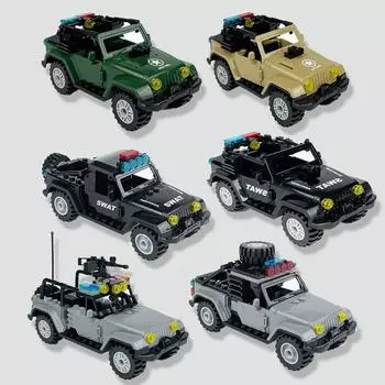 X001 X010 X012 X013 Jeep SUV Полицейская машина Пикап Модель автомобиля Маленькие пеллетные строительные блоки Игрушечный автомобиль