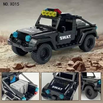 X015 Черный автомобиль Jeep Black Panther SWAT Пикап Строительные блоки для детей