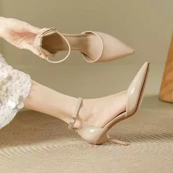 X125 2024 Туфли на высоком каблуке с одним ремешком и острым носком для женщин 35 чёрный