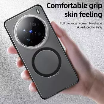 X200 для Magsafe Магнитный акриловый чехол для ПК VIVO X200 Pro Mini X200pro X 200 X100S X 100 Противоударный полупрозрачный матовый чехол VIVO X200 Pro Mini чёрный