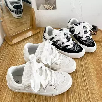 X200 white blue and green bread shoes women s shoes Hong Kong style 2025 new board shoes casual shoes little white shoes flat design sense 35
