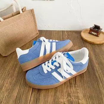 X232 flat baseplate shoes women s shoes lightweight retro 2025 new leather niche moral training shoes chic Hong Kong style Forrest Gump shoes 35 синий