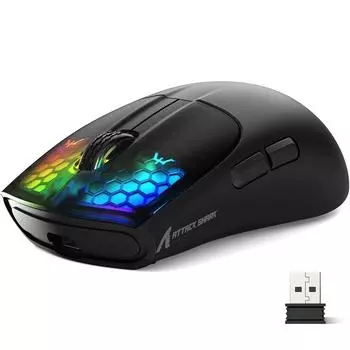 Беспроводная игровая мышь X5 с 3 режимами BT/2,4 ГГц/USB-C PAW3212 оптическим датчиком, перезаряжаемая батарея RGB мыши для ПК планшета настольного компьютера белый