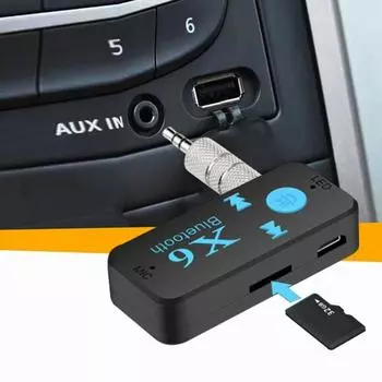 X6 Беспроводной Bluetooth 4.1 Аудио Музыкальный Приемник Стерео Автомобильный Комплект Адаптер 3,5 мм AUX Автомобильный Комплект Громкой Связи Поддержка TF Карты A2DP MP3 чёрный