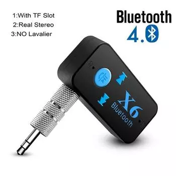 X6 Беспроводные приемники Bluetooth 5.0 Автомобильный комплект A2DP 3,5 мм AUX Аудиоприемник Bluetooth-совместимый адаптер 4.2 Поддержка TF-карты