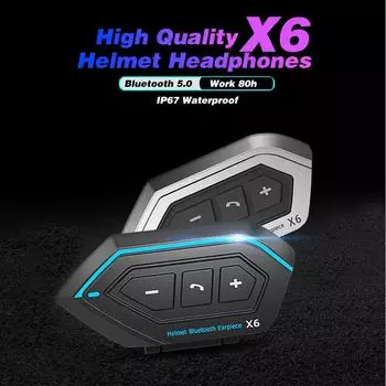 X6 Bluetooth 5,0 Мотоциклетный Шлем Гарнитура Наушники IP67 Водонепроницаемый Динамик С Шумоподавлением HD Вызов Стерео Музыкальные Наушники