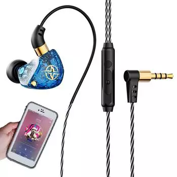 X6 Проводные HiFi стереонаушники с микрофоном Музыкальные наушники 3,5 мм Игровые наушники синий