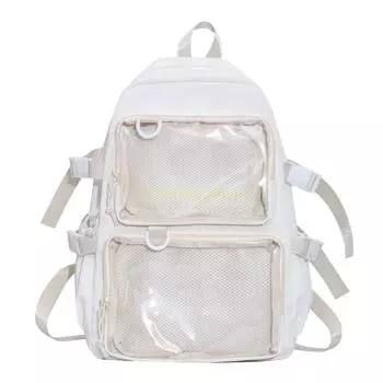 X90D Рюкзак из нейлона для студента колледжа через плечо Итабаг Японский прозрачный большой вместимости школьный рюкзак для демонстрации аниме-значков белый