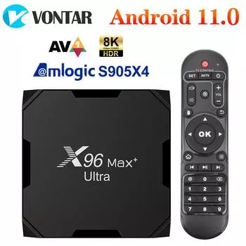 X96Max Plus Ultra TV Box Android 11 Amlogic S905X4 Поддержка 8K видео Dual Wifi BT Youtube Media Player Set Top Box 4G32G чёрный