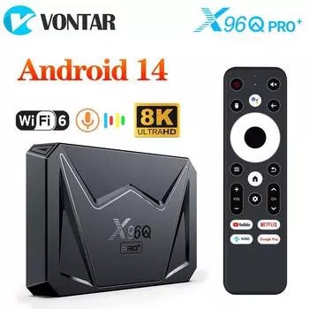 X96Q PRO+ Android 14 TV Box Allwinner H728 Octa Core Gigabit Ethernet Wifi 6 BT5.0 Set Top Box Media Player 2G16G чёрный