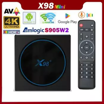 X98 Mini Android TV Box Amlogic S905W2 Smart TVBOX Android 11 4 ГБ ОЗУ 64 ГБ 32 ГБ 2,4 ГБ/5G Wi-Fi 4K 60 кадров в секунду телеприставка X98Mini 2G 16G US Plug (2 & 16GB)