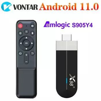 X98 S500 4 ГБ 32 ГБ AV1 Android 11 TV Stick Amlogic S905Y4 Quad Core 4K 60 кадров в секунду H.265 Dual Wifi BT4.x медиаплеер 4G32G чёрный