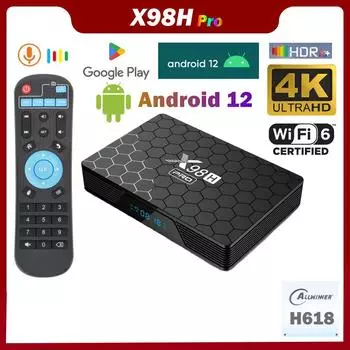 X98H Pro Smart TV Box Android 12 Allwinner H618 Четырехъядерный процессор 4K 4 ГБ 32 ГБ 64 ГБ Медиаплеер 1000M 2,4G 5G Dual WIFI 6 Bluetooth 5.0 Телеприставка 2 ГБ 16 ГБ US Plug (2 & 16GB)