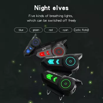 X-15 Bluetooth 5.0 гарнитура для мотоциклетного шлема аккумулятор 1200 мАч беспроводные наушники Handsfree стерео с подсветкой наушники