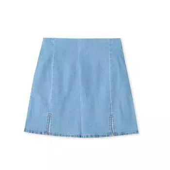 X/23/27 Spring/Summer New Arrival Foreign Trade Women s Clothing Youth Fashion Silm Sexy High Waist Denim Pure Color A- line Skirt Light Blue XS