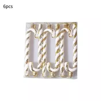 X 6 Candy Cane Glitter Hanging Christmas Tree Decoration Santa Xmas Ornament Gold