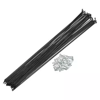X AUTOHAUX 36 шт. 14G J-образные стальные спицы для велосипеда 305 мм, спицы для велосипеда с латунными ниппелями, стальные спицы для горного велосипеда MTB 12,01 дюйма чёрный