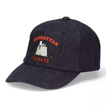 x Коллаборация PEANUTS Джинсовая кепка Шляпа Snoopy DENIM CAP [Manhattan Portage] (011 Черный)