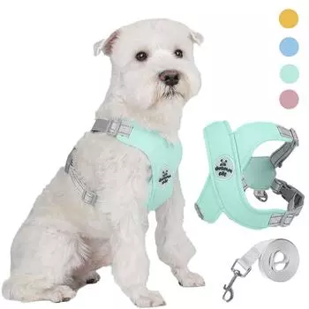 X-образный шлейка для домашних животных, жилет и поводок для маленьких собак Meidum, светоотражающая шлейка для щенков и кошек, дышащая сетка, прогулочные нагрудные ремни S жёлтый