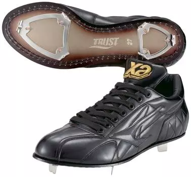 XANAX Baseball Leather Sole Spikes Nubuck Треугольные зубцы Низкий вырез Легкие Надежные Сделано в Японии Черные x Черные 9090 Шипы 27,5 СМ BS-416DL