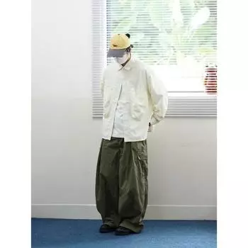 Xbro японский стиль ретро однотонный многоцветный минимализм универсальная весна и осень базовая белая рубашка с длинным рукавом блузка для мужчин и женщин M зелёный