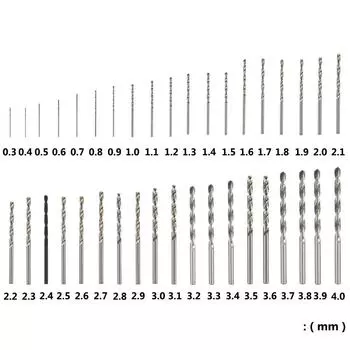 XCAN 10 шт. 0,3–4,0 мм набор мини-сверл из быстрорежущей стали для вращающегося инструмента Dremel, мини-дрель для сверления отверстий по дереву/металлу 10pcs 1.0mm