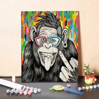 XD-04 Цифровая картина маслом Акварель Средний палец Орангутанг DIY Картина Цифровой комплект Гостиная Украшение Картина Рождественский подарок разноцветный