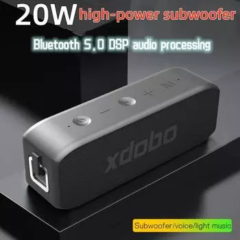 XDOBO Wing 2020 20 Вт Мини Портативная Беспроводная Басовая Bluetooth-колонка IPX7 Водонепроницаемый Длительный Время Воспроизведения USB DSP TWS Саундбар Сабвуфер чёрный