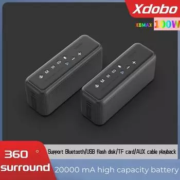 XDOBO X8 Max 100 Вт сверхвысокая мощность, уличный портативный настольный Bluetooth-динамик, мобильная зарядка, водонепроницаемый TWS, компьютерный сабвуфер