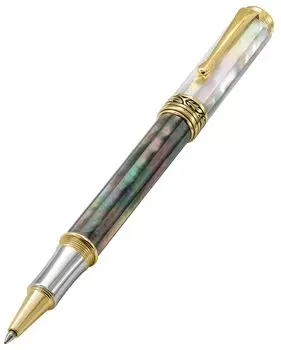 Xezo Maestro Rollerball Fine Ocean an iridescent black and white Tahitian 18 karat gold plated 2 pens are not Pen, Point. Origin, mother-of-pearl.