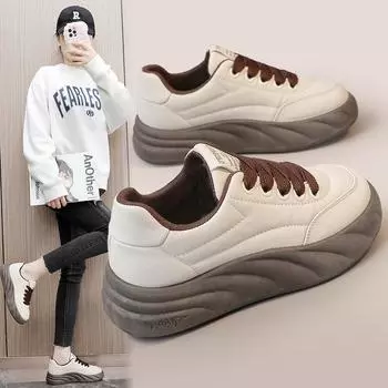 Xfc02 Новые однотонные повседневные кроссовки, весенне-летние универсальные простые женские туфли с толстой подошвой, увеличивающие рост, износостойкие, дышащие 40