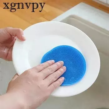 xgnvpy 1шт силиконовая щетка для мытья посуды кастрюли сковороды губка скребок губка для мытья фруктов щетка для мытья кухни инструмент для уборки аксессуары синий