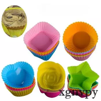 xgnvpy silicone muffin cup Round heart star Square rose shaped mousse cake cup cake mold baking tools molds silicone roundness