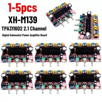 XH-M139 Цифровая плата усилителя мощности сабвуфера DC 12 В-24 В 2.1-канальные модули усилителя TPA3116D2 2x50 Вт 100 Вт 3 звуковых канала