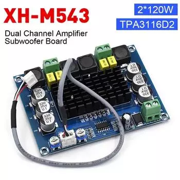 XH-M543 TPA3116D2 цифровой двухканальный стереоусилитель звука с кабелем, мощный аудиоусилитель, сабвуфер, аудиоплата