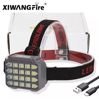 XHP40 Мини аккумуляторный черный налобный фонарь с ярким светом 3000 люмен для рыбалки и туризма Водонепроницаемый портативный светодиодный налобный фонарь с USB-портом