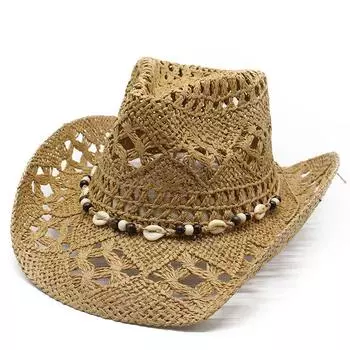 Xia Maran Hollow Western Denim Straw Jazz Top Hat Hat Uped By Brim Защита от солнца Соломенная шляпа M56-58cm хаки