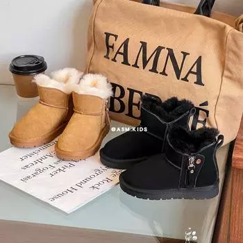 Xia Meng classmate зимние новые детские утолщенные хлопковые сапоги для девочек шерстяные теплые зимние сапоги для мальчиков 26 чёрный