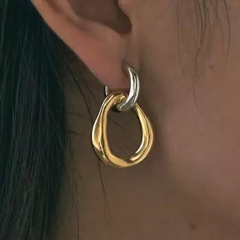 XIALUOKE Винтажные металлические нерегулярные двухцветные серьги-гвоздики для женщин можно разделить, надев серьги ювелирные изделия