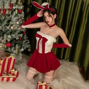 Xian Yi Рождественская одежда бархатное платье-ванна юбка кролик одежда для выступлений Рождественская одежда Одежда для вечеринок S35 M