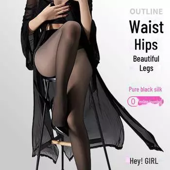 «Xiangfeng Black Sheer Pantyhose — сексуальные чулки с высокой талией для красивых ног» Translucent Skin 100g, One Size чёрный